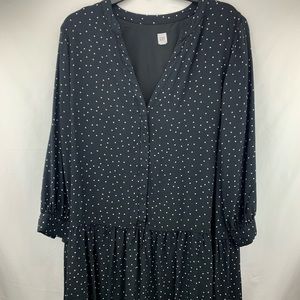 GAP DRESS MINI RUFFLE BLACK WHITE POLKA DOT SZ 16